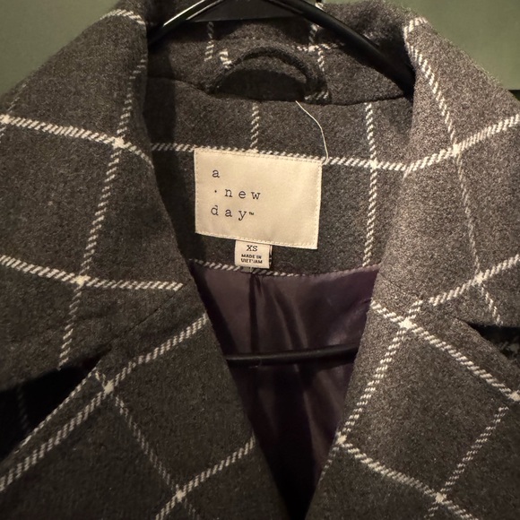a new day Dark Gray Checkered Trench Coat - Picture 2 of 3